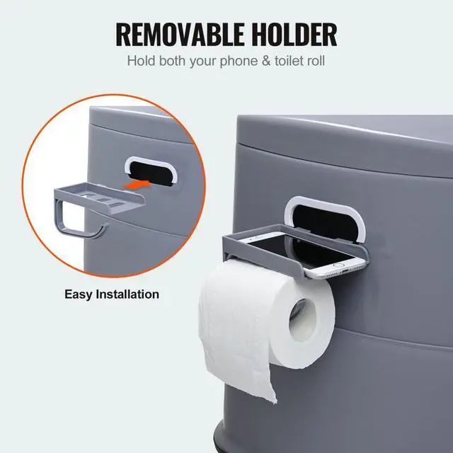 Alt view image 3 of 7 - VEVOR Portable Toilet for Camping, Porta Potty with 1.3 Gal Detachable Inner Bucket & Removable Paper Holder, Commode with Dual Lids, Travel Toilet for Adults Kids Outdoor Camping Car Long Road Trips