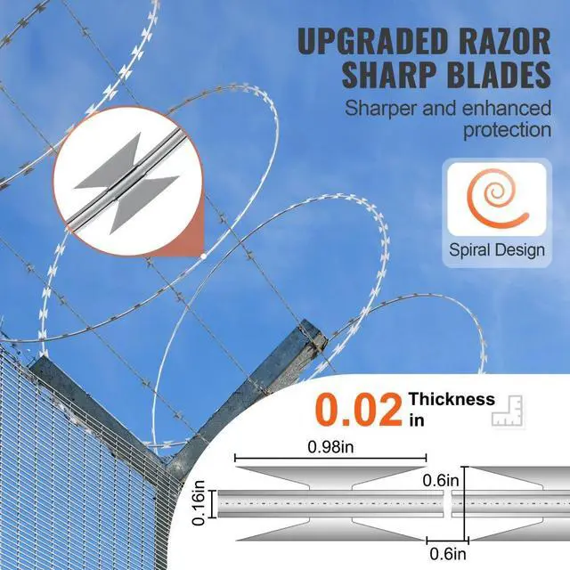 Alt view image 3 of 7 - VEVOR Razor Wires, 98 ft Razor Barbed Wire, 2 Rolls Razor Wire Fencing Razor Fence, Razor Ribbon Barbed Wire Galvanized Razor Wire Fence, Rolls Razor for Garden