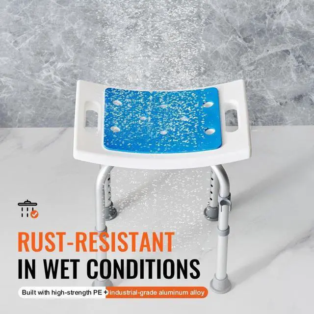 Alt view image 4 of 7 - VEVOR Shower Chair, Adjustable Height Shower Stool, Shower Seat for Inside Shower or Tub, Non-Slip Bench Bathtub Stool Seat for Elderly Disabled Handicap, 350 LBS Capacity
