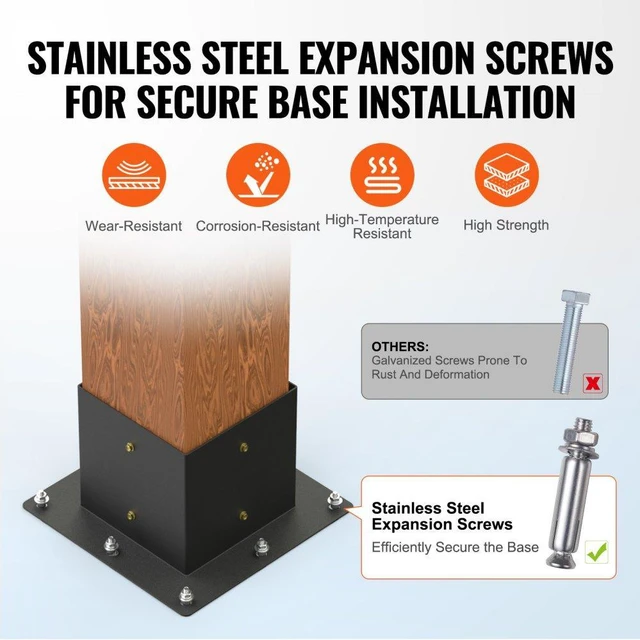 Alt view image 4 of 15 - VEVOR Pergola Bracket Kit 6''x6'', 4pcs 4-Way Heavy Duty Corner Bracket Woodworks DIY Post Base Kit, Easy Installation Wooden Beams for Gazebos, Patio Pergolas, Log Cabin Outdoor Pergola Hardware