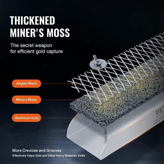 Alt view image 4 of 7 - VEVOR Mini Sluice Box Gold Panning Kit, 12inch Aluminum Alloy Gold Mining Equipment, 16 PCS Gold Prospecting Kit with Gold Pan, Separating Magnet, Classifier Screen, Drawstring Backpack and More