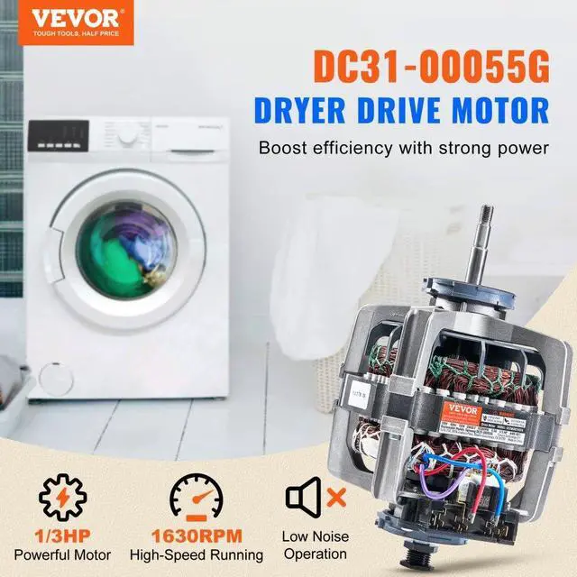 Alt view image 2 of 7 - VEVOR DC31-00055G Dryer Drive Motor, 1/3HP, 1630RPM, Compatible with Samsung Kenmore, Replacement for 40299032011, 40299032012, 59289622, DV330AGB, DV331AEW, DV350AER, DV350AGR