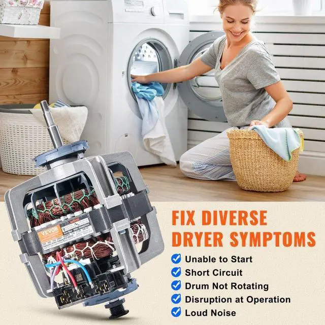 Alt view image 6 of 7 - VEVOR DC31-00055G Dryer Drive Motor, 1/3HP, 1630RPM, Compatible with Samsung Kenmore, Replacement for 40299032011, 40299032012, 59289622, DV330AGB, DV331AEW, DV350AER, DV350AGR