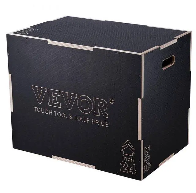 Main image of VEVOR 3 in 1 Plyometric Jump Box, 30/24/20 Inch Wooden Plyo Box, Platform & Jumping Agility Box, Anti-Slip Fitness Exercise Step Up Box for Home Gym Training, Conditioning Strength Training, Black