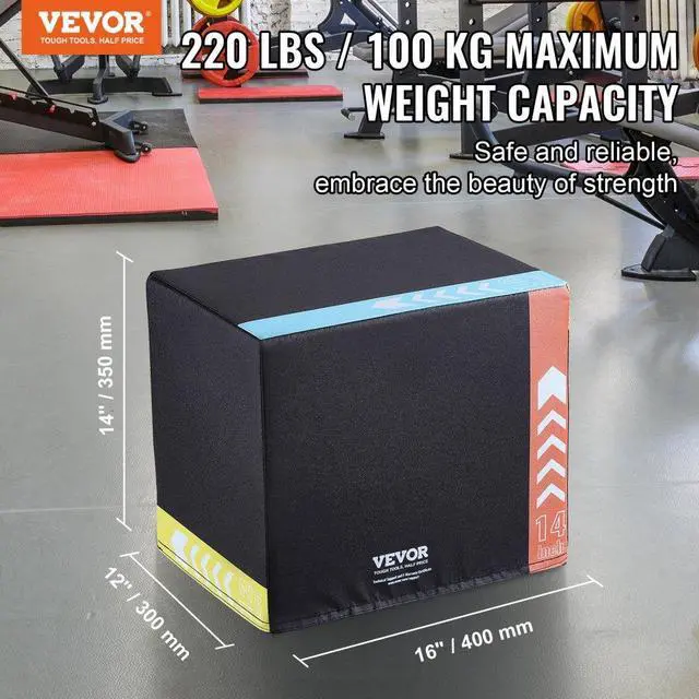 Alt view image 2 of 7 - VEVOR 3 in 1 Plyometric Jump Box, 16/14/12 Inch Cotton Plyo Box, Platform & Jumping Agility Box, Anti-Slip Fitness Exercise Step Up Box for Home Gym Training, Conditioning Strength Training, Black