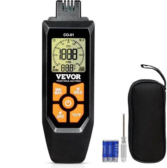 Main image of VEVOR Carbon Monoxide Detectors, 0-1000PPM CO Detector with Audible & Visual Alarm, Portable CO Gas Meter Tester with Temperature Sensor, LCD Backlit Screen for Home / Industrial (3 x Battery Include)