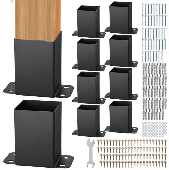 Main image of VEVOR 10 Pack 4x4 Post Base Brackets Heavy Duty Wood Post Fence Post Anchor