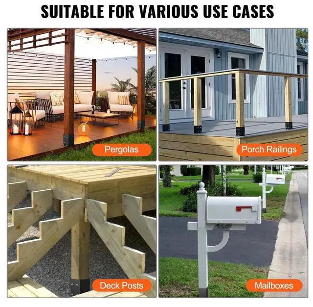 Alt view image 6 of 7 - VEVOR 10 Pack 4x4 Post Base Brackets Heavy Duty Wood Post Fence Post Anchor