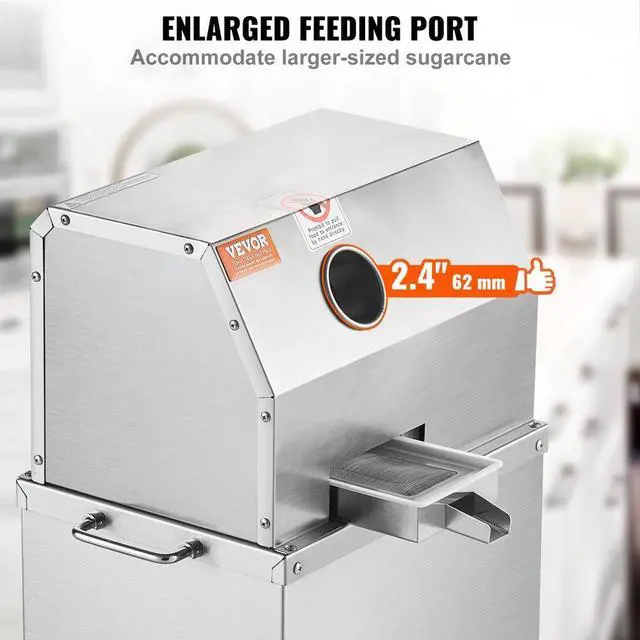 Alt view image 3 of 14 - VEVOR Electric Sugar Cane Juicer, 800W Sugarcane Juicer Machine with 661LBS/H High Output, 3 Stainless Steel Rollers, 2.4" Large Inlet, Sugarcane Juice Extractor Squeezer on Wheels for Home/Commercial