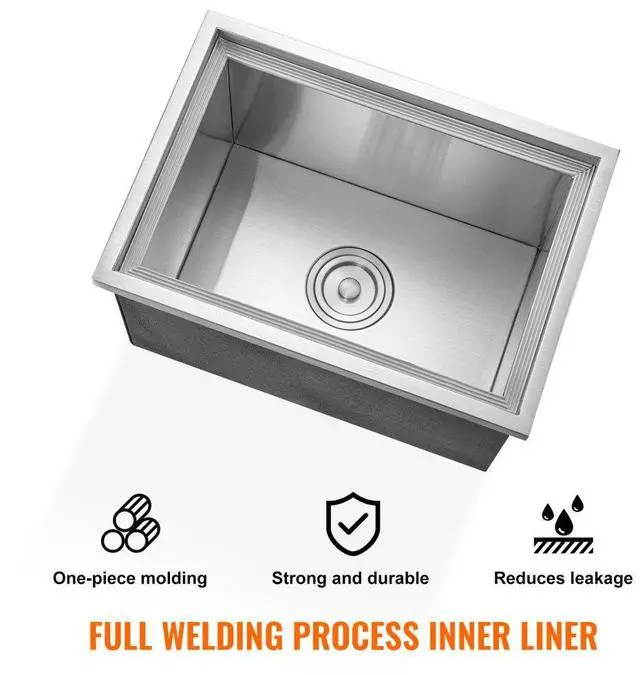 Alt view image 4 of 7 - VEVOR Drop in Ice Chest, 20"L x 14"W x 12"H Stainless Steel Ice Cooler, Commercial Ice Bin with Cover, 40 qt Outdoor Kitchen Ice Bar, Drain-pipe and Drain Plug Included, for Cold Wine Beer