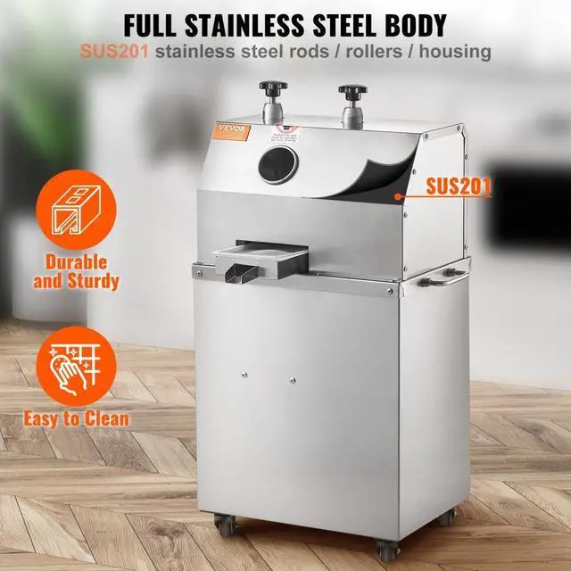 Alt view image 4 of 7 - VEVOR Electric Sugar Cane Juicer, 750W Sugarcane Juicer Machine with 661LBS/H High Output, 3 Stainless Steel Rollers, 2.4" Large Inlet, Sugarcane Juice Extractor Squeezer on Wheels for Home/Commercial
