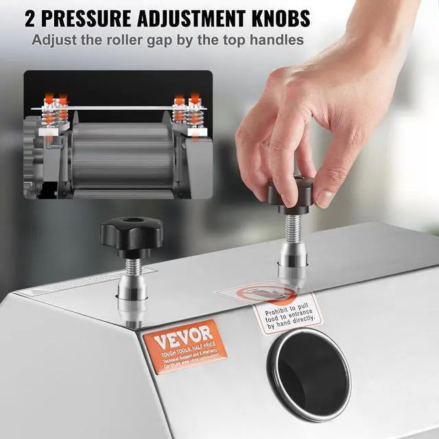 Alt view image 5 of 7 - VEVOR Electric Sugar Cane Juicer, 750W Sugarcane Juicer Machine with 661LBS/H High Output, 3 Stainless Steel Rollers, 2.4" Large Inlet, Sugarcane Juice Extractor Squeezer on Wheels for Home/Commercial