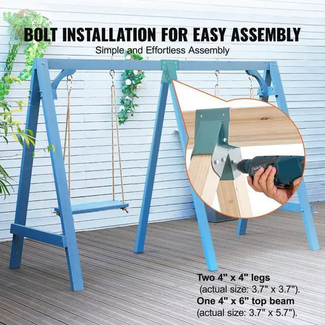 Alt view image 4 of 7 - VEVOR A-Frame Middle Swing Set Brackets, Heavy Duty Carbon Steel Swing Set Hardware with Mounting Hardware, DIY Swing Set Bracket Swing Set Kit for 4x4 Legs & 4x6 Beam, Green