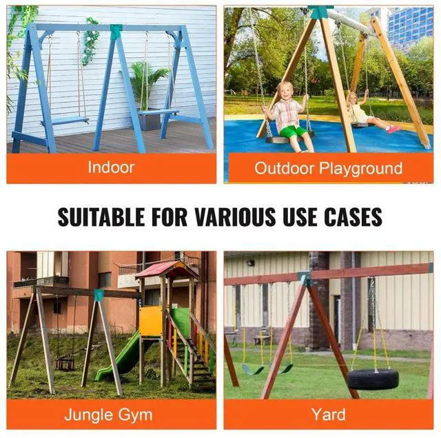 Alt view image 6 of 7 - VEVOR A-Frame Middle Swing Set Brackets, Heavy Duty Carbon Steel Swing Set Hardware with Mounting Hardware, DIY Swing Set Bracket Swing Set Kit for 4x4 Legs & 4x6 Beam, Green