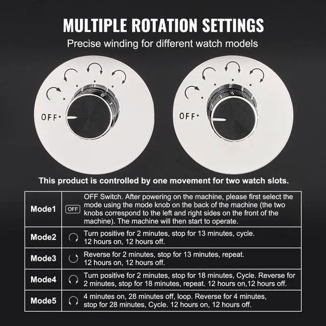 Alt view image 3 of 7 - VEVOR Watch Winder, Watch Winder for 4 Men's and Women's Automatic Watches, with 2 Super Quiet Japanese Mabuchi Motors, Blue LED Light and Adapter, High-Density Board Shell and Black PU