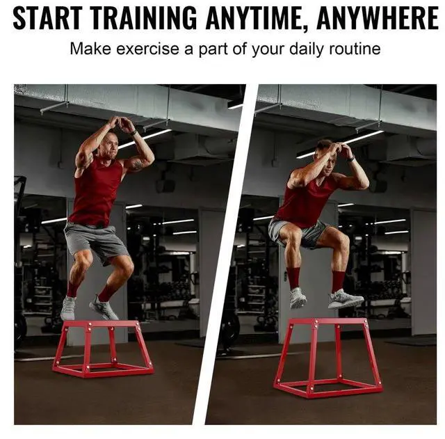Alt view image 6 of 7 - VEVOR Plyometric Jump Box, 12 Inch Plyo Box, Steel Plyometric Platform and Jumping Agility Box, Anti-Slip Fitness Exercise Step Up Box for Home Gym Training, Conditioning Strength Training, Red