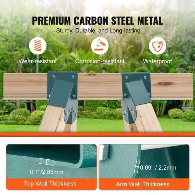Alt view image 3 of 7 - VEVOR A-Frame Middle Swing Set Brackets, Heavy Duty Carbon Steel Swing Set Hardware with Mounting Hardware, DIY Swing Set Bracket Swing Set Kit for 4x4 Legs & 4x6 Beam, Green (2 Pcs)