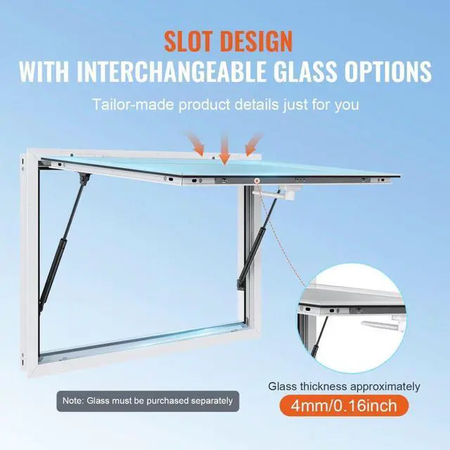 Alt view image 3 of 7 - VEVOR Concession Window 36"x24", Aluminum Alloy Food Truck Service Window with Awning Door & Drag Hook, Up to 85 Degrees Stand Serving Window for Food Trucks Concession Trailers, Glass Not Included