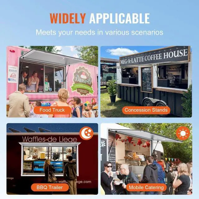 Alt view image 6 of 7 - VEVOR Concession Window 36"x24", Aluminum Alloy Food Truck Service Window with Awning Door & Drag Hook, Up to 85 Degrees Stand Serving Window for Food Trucks Concession Trailers, Glass Not Included