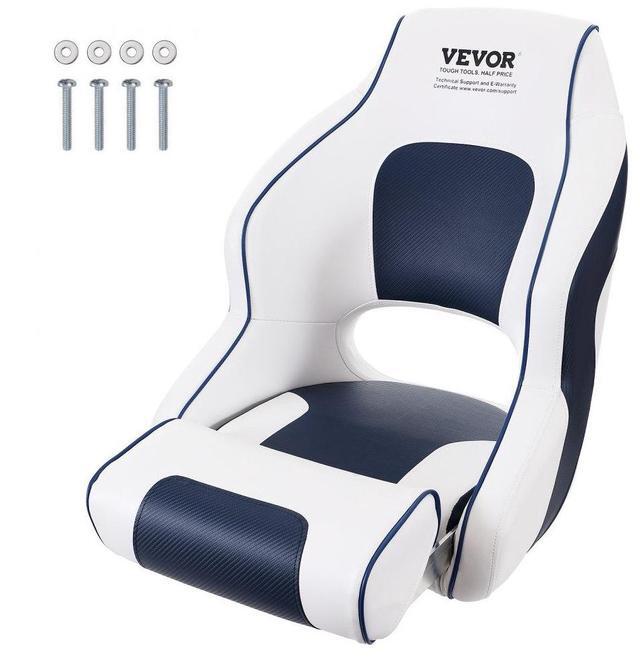 Main image of VEVOR Captain Bucket Seat Boat Seat, Flip Up Boat Seat, with Thickened Sponge Padding, Flip-up Bolster Boat Captain Chair for Fishing Boat, Sightseeing Boat, Speedboat, Canoe, 1-Piece