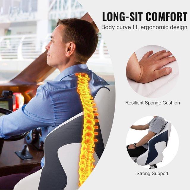 Alt view image 3 of 7 - VEVOR Captain Bucket Seat Boat Seat, Flip Up Boat Seat, with Thickened Sponge Padding, Flip-up Bolster Boat Captain Chair for Fishing Boat, Sightseeing Boat, Speedboat, Canoe, 1-Piece