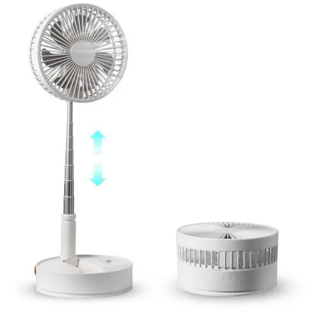 Main image of VEVOR 8 Inch Foldable Oscillating Standing Fan with Remote Control, 4 Speed Adjustable Portable Desk Quiet Fan, 7200mah Rechargeable USB Small Fan, Folded Rotating Floor Fan for Bedroom Office Travel