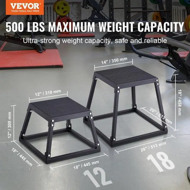 Alt view image 2 of 14 - VEVOR Plyometric Jump Box, 12 Inch Plyo Box, Steel Plyometric Platform and Jumping Agility Box, Anti-Slip Fitness Exercise Step Up Box for Home Gym Training, Conditioning Strength Training, Black