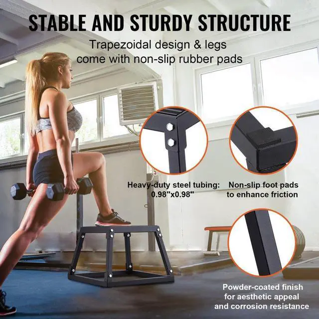 Alt view image 4 of 14 - VEVOR Plyometric Jump Box, 12 Inch Plyo Box, Steel Plyometric Platform and Jumping Agility Box, Anti-Slip Fitness Exercise Step Up Box for Home Gym Training, Conditioning Strength Training, Black