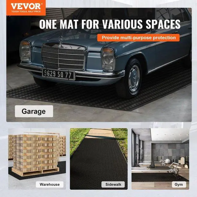 Alt view image 2 of 7 - VEVOR Diamond-Plate Rubber Flooring Roll, 3 mm x 4 ft x 8 ft Garage Floor Mat, SBR Rubber Garage Flooring Roll, Easy to Clean, Diamond Plate Rubber Mat for Under Cars, Garage Industry Gym, Black