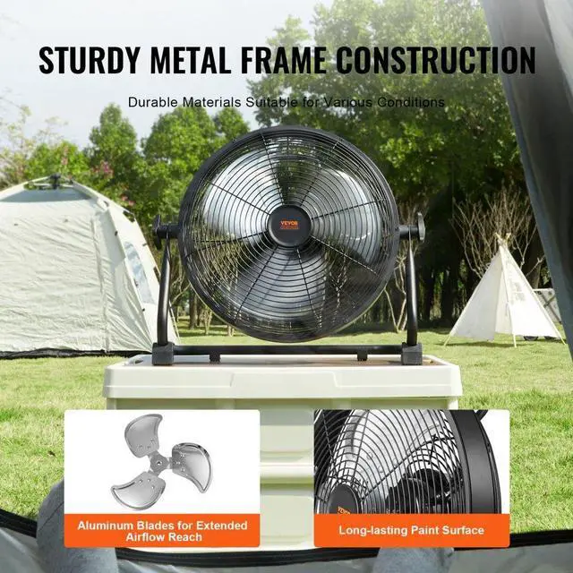 Alt view image 4 of 10 - VEVOR Cordless Fan 12 in, Portable Quiet Personal Fan for Home or Office, 360 Degree Manual Pivoting Head, Stepless Speed Regulation High Velocity Cordless Fan, Heavy Duty Metal Industrial Floor Fans