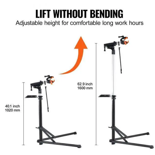 Alt view image 3 of 7 - VEVOR Bike Repair Stand, 66 lbs Heavy-duty Aluminum Bicycle Repair Stand, Adjustable Height Bike Maintenance Workstand with Magnetic Tool Tray Telescopic Arm, Foldable Bike Work Stand for Home, Shops