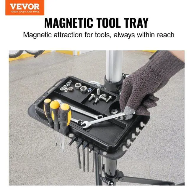 Alt view image 7 of 7 - VEVOR Bike Repair Stand, 66 lbs Heavy-duty Aluminum Bicycle Repair Stand, Adjustable Height Bike Maintenance Workstand with Magnetic Tool Tray Telescopic Arm, Foldable Bike Work Stand for Home, Shops