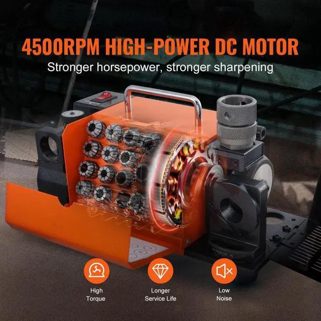 Alt view image 5 of 7 - VEVOR MR-20G Drill Bits Sharpener 3-20mm Bits Grinder Sharpener & 18 Collets