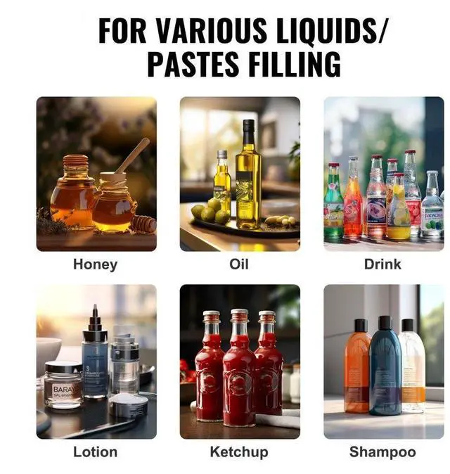 Alt view image 6 of 14 - VEVOR Manual Paste Liquid Filling Machine, 5-50ml Bottle Filler, Adjustable Bottle Filling Machine, Stainless Steel Liquid Filler with Hopper for Milk Water Juice Essential Oil Shampoo Cosmetic Honey