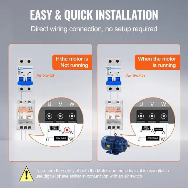 Alt view image 6 of 7 - VEVOR 3 Phase Converter - 10HP 30A 220V Single Phase to 3 Phase Converter, Digital Phase Shifter for Residential and Light Commercial Use, 220V-240V Input/Output (One Converter for One Motor Only)