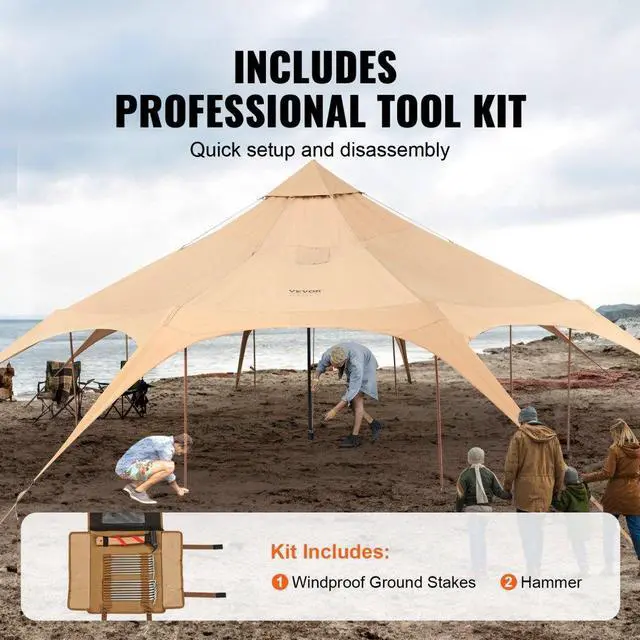 Alt view image 5 of 7 - VEVOR Canvas Tent, 4 Seasons 5 m/16.4 ft Bell Tent, Canvas Tent for Camping with Stove Jack, Breathable Yurt Tent for up to 8 People, Family Camping Outdoor Hunting Party