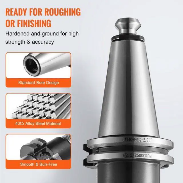 Alt view image 3 of 7 - VEVOR CAT40 Collet Holder ER 16/32 Collet Set, 35 PCs, SLN FMB ER16/32 APU Tool Holders Spring Steel Collet Chucks with 10 Pull Studs and 3 Wrenches, for Milling Machine Drill Presses Boring Machine