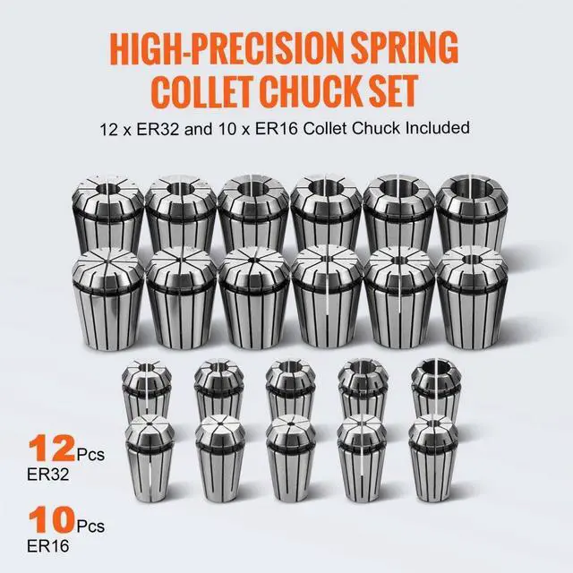 Alt view image 5 of 7 - VEVOR CAT40 Collet Holder ER 16/32 Collet Set, 35 PCs, SLN FMB ER16/32 APU Tool Holders Spring Steel Collet Chucks with 10 Pull Studs and 3 Wrenches, for Milling Machine Drill Presses Boring Machine