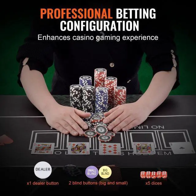 Alt view image 5 of 7 - VEVOR Poker Chip Set, 300-Piece Poker Set, Complete Poker Playing Game Set with Aluminum Carrying  Case, 11.5 Gram Casino Chips, Cards, Buttons and Dices, for Texas Hold'em, Blackjack, Gambling