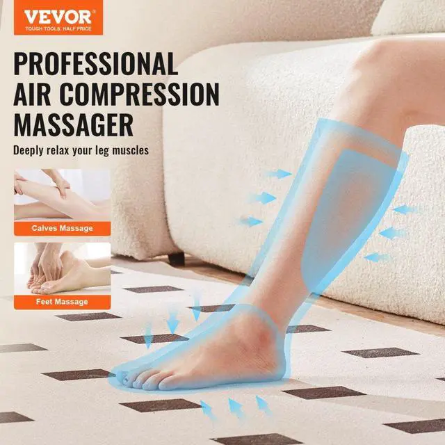 Alt view image 2 of 7 - VEVOR Leg Massager with Air Compression, Foot and Calf Massager with 3 Modes & 3 Intensities, LCD Controller, Compression Massage Boot for Circulation, Swelling and Pain Relief- Great Gift for Mom/Dad