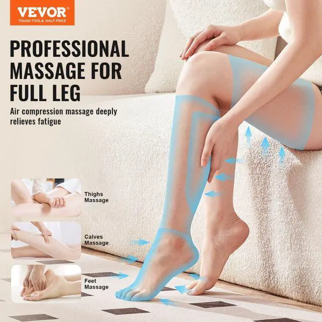 Alt view image 2 of 7 - VEVOR Full Leg Massager, Air Compression Leg Massager for Foot Calf Thigh Knee, 3 Modes & 3 Intensities, Leg Compression Massage Boots for Circulation, Relaxation, Pain Relief - Great Gift for Mom/Dad
