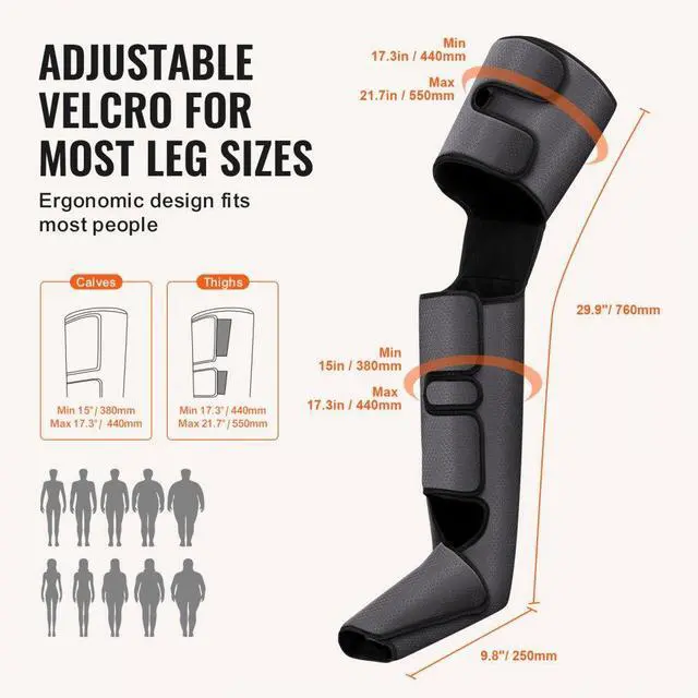 Alt view image 4 of 7 - VEVOR Full Leg Massager, Air Compression Leg Massager for Foot Calf Thigh Knee, 3 Modes & 3 Intensities, Leg Compression Massage Boots for Circulation, Relaxation, Pain Relief - Great Gift for Mom/Dad