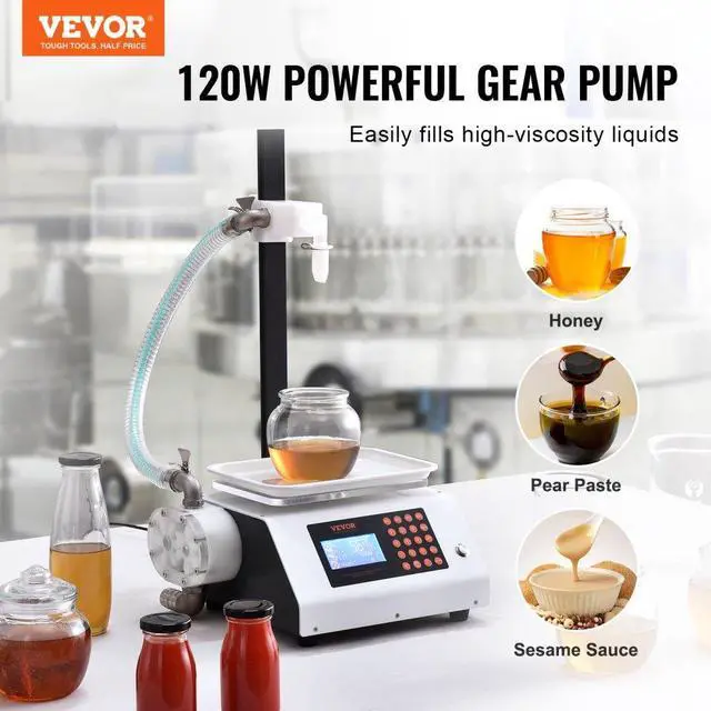 Alt view image 2 of 7 - VEVOR Liquid Filling Machine, 50-5000 g Weighing Capacity, Automatic Bottle Filler Machine Bottling Machine Gear Pump Digital Control for Honey, Oil, Wine, Detergent, Viscous Liquids (Single Nozzle)