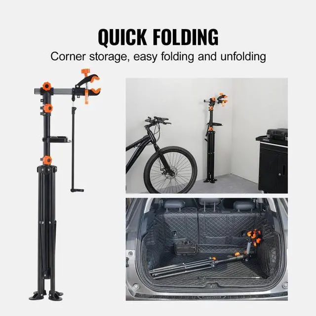 Alt view image 6 of 7 - VEVOR Bike Repair Stand, 80 lbs Heavy-duty Steel Bicycle Repair Stand, Adjustable Height Bike Maintenance Workstand with Magnetic Tool Tray Telescopic Arm, Foldable Bike Work Stand for Home, Shops