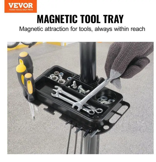 Alt view image 7 of 7 - VEVOR Bike Repair Stand, 80 lbs Heavy-duty Steel Bicycle Repair Stand, Adjustable Height Bike Maintenance Workstand with Magnetic Tool Tray Telescopic Arm, Foldable Bike Work Stand for Home, Shops
