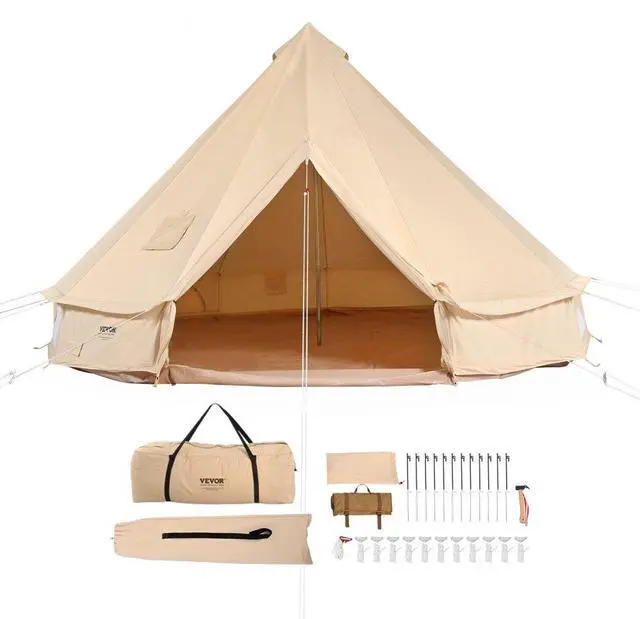 Main image of VEVOR 5-8 Person Canvas Glamping Bell Tent, Breathable Waterproof Yurt Tent with Stove Jack and Detachable Side Wall for Family Camping,13'x 13'x98"(Diameter 4M)