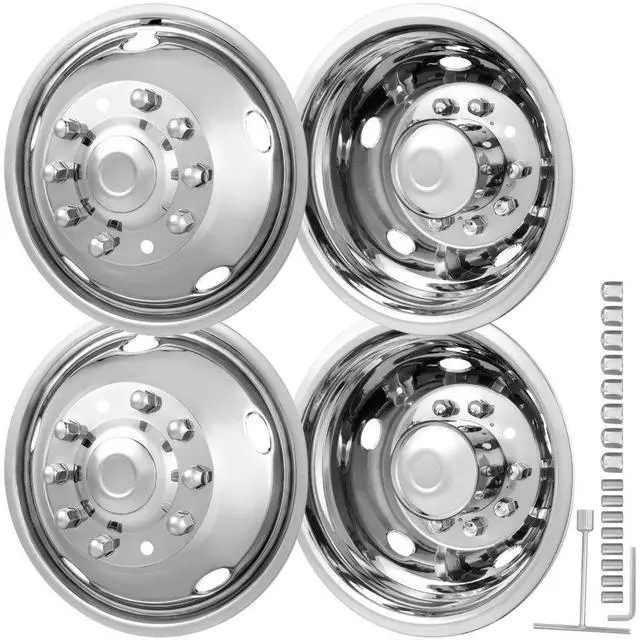 Main image of VEVOR 19.5-inch 10 Lug Wheel Simulators, 304 Stainless Steel Wheel Simulator Kit with Mirror Polished Finish, 2 Front and 2 Rear Wheel Covers Fit for For Ford F450/F550 (2005-2020), 4 pcs