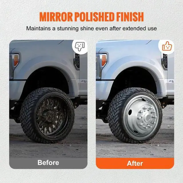 Alt view image 5 of 14 - VEVOR 19.5-inch 10 Lug Wheel Simulators, 304 Stainless Steel Wheel Simulator Kit with Mirror Polished Finish, 2 Front and 2 Rear Wheel Covers Fit for For Ford F450/F550 (2005-2020), 4 pcs