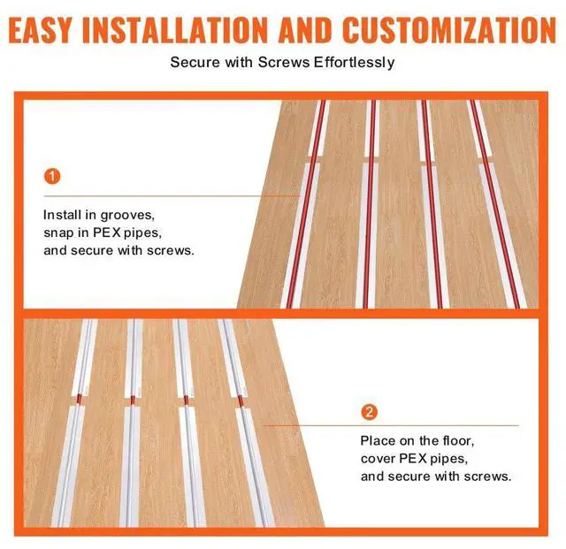 Alt view image 4 of 7 - VEVOR PEX Heat Transfer Plates 4 ft, Radiant Heat Plates for 3/4" PEX Pipe, Durable Aluminum & Easy Trimming and Install Underfloor Heat Tubing Plates, Perfect for Wooden Floors (200pcs)