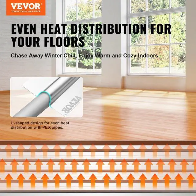 Alt view image 2 of 7 - VEVOR PEX Heat Transfer Plates 2 ft, Radiant Heat Plates for 3/4" PEX Pipe, Durable Aluminum & Easy Trimming and Install Underfloor Heat Tubing Plates, Perfect for Wooden Floors (200pcs)